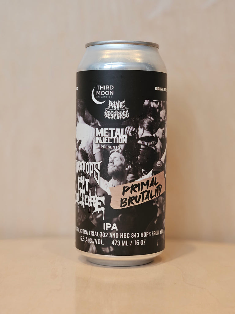 Third Moon X Vox & Hops X Metal Injection X Yakima Chief Hops  x Panic Response - Primal Brutality (Hazy IPA w/ Citra, Citra Trial 702, & HBC 843) / 473mL